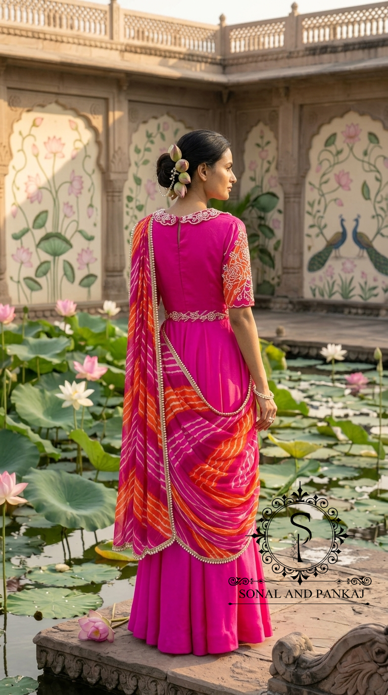 Saree de robe prêt-à-porter brodé à la main violet - SA01206