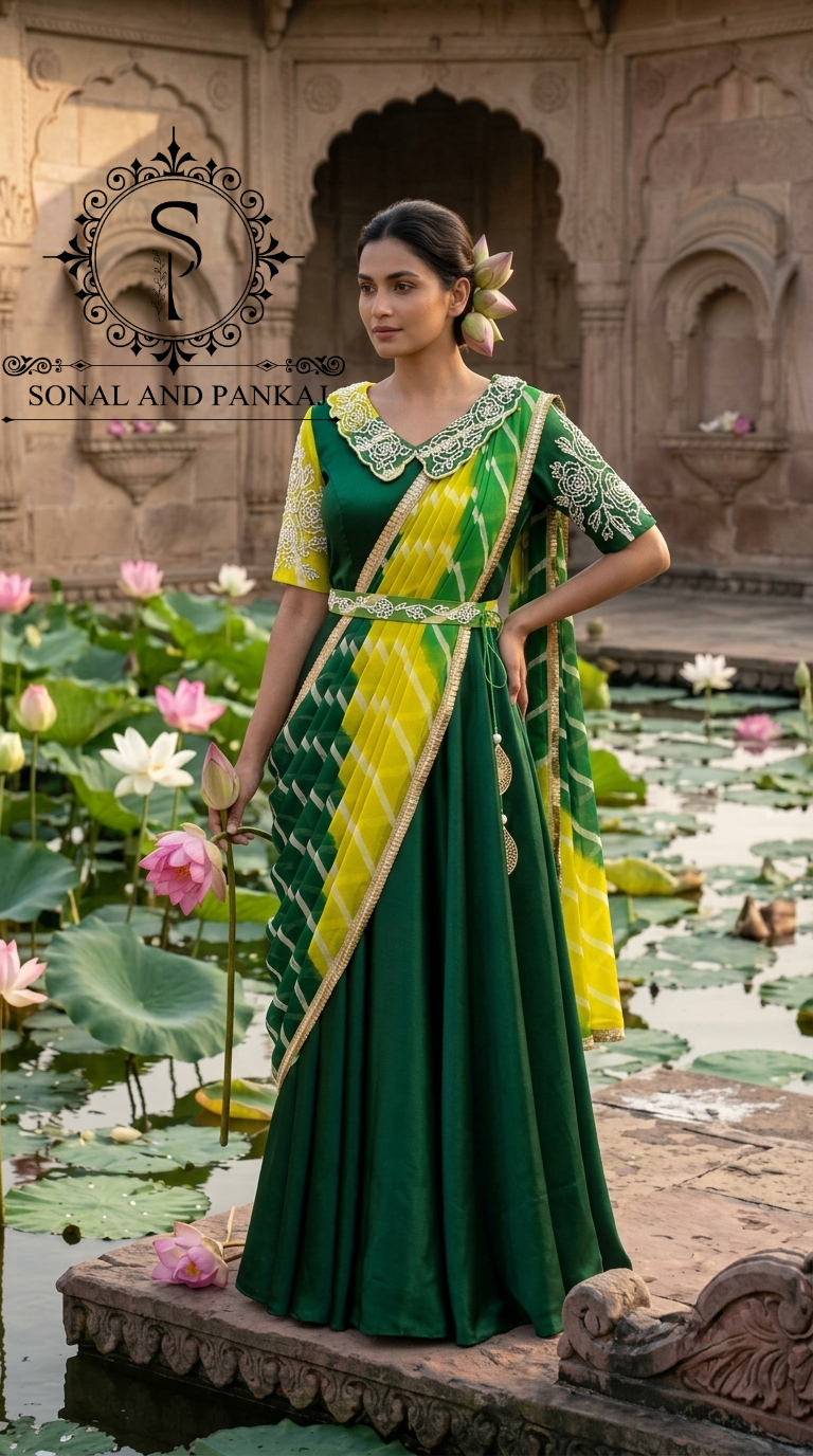 Saree de robe prêt-à-porter brodé à la main violet - SA01206