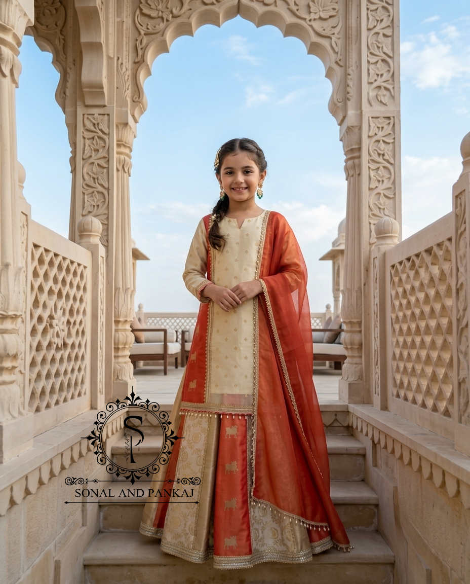 Reflections of Banaras Indowestern Kids Lehenga - KD01832