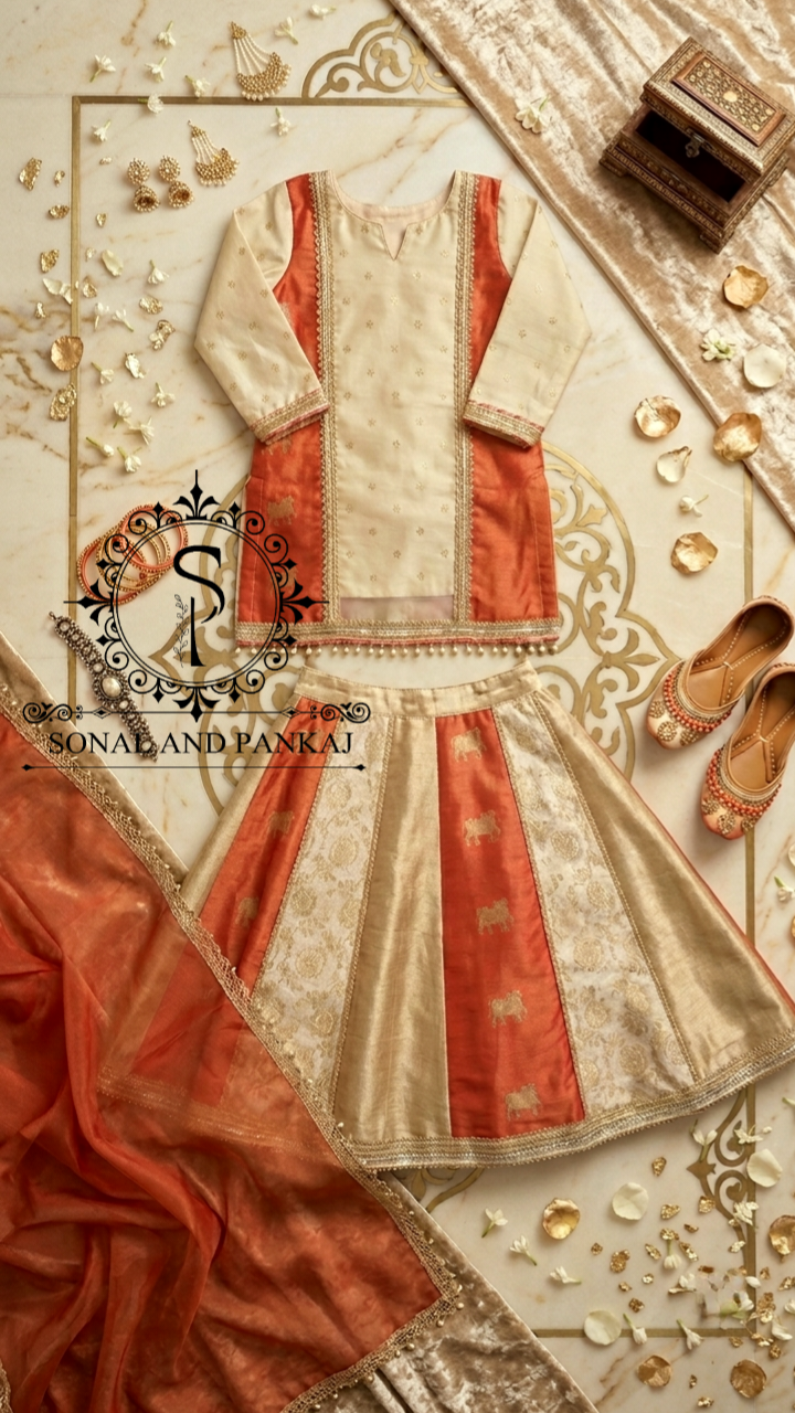 Reflections of Banaras Indowestern Kids Lehenga - KD01832