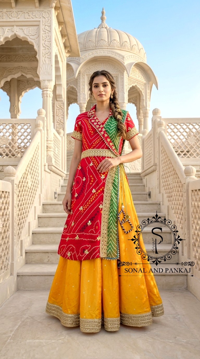 Traditions Of India Bandhani Print Indowestern Mother-Daughter Dress - MD01838