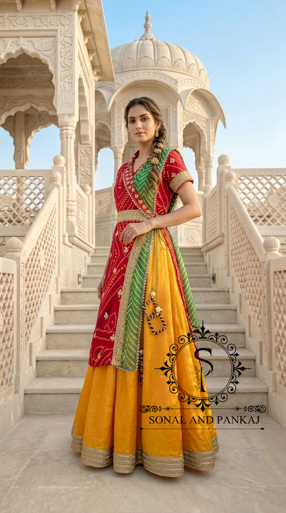 Traditions Of India Bandhani Print Indowestern Mother-Daughter Dress - MD01838