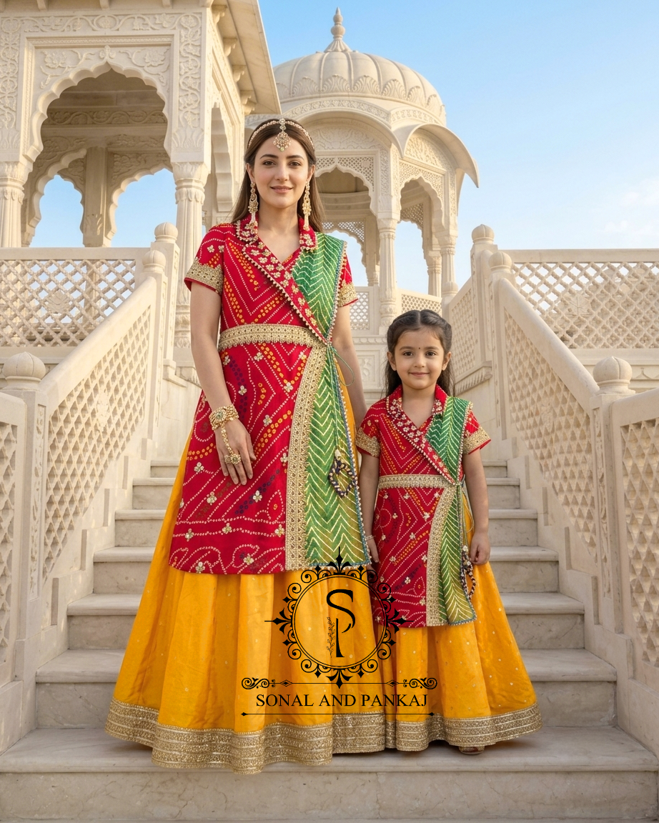 Traditions Of India Bandhani Print Indowestern Mother-Daughter Dress - MD01838
