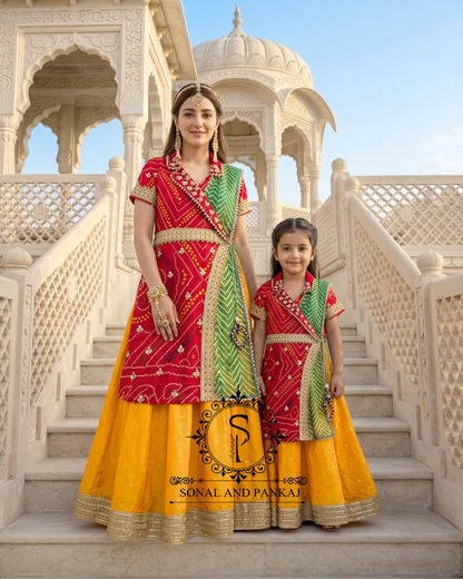Traditions Of India Bandhani Print Indowestern Mother-Daughter Dress - MD01838