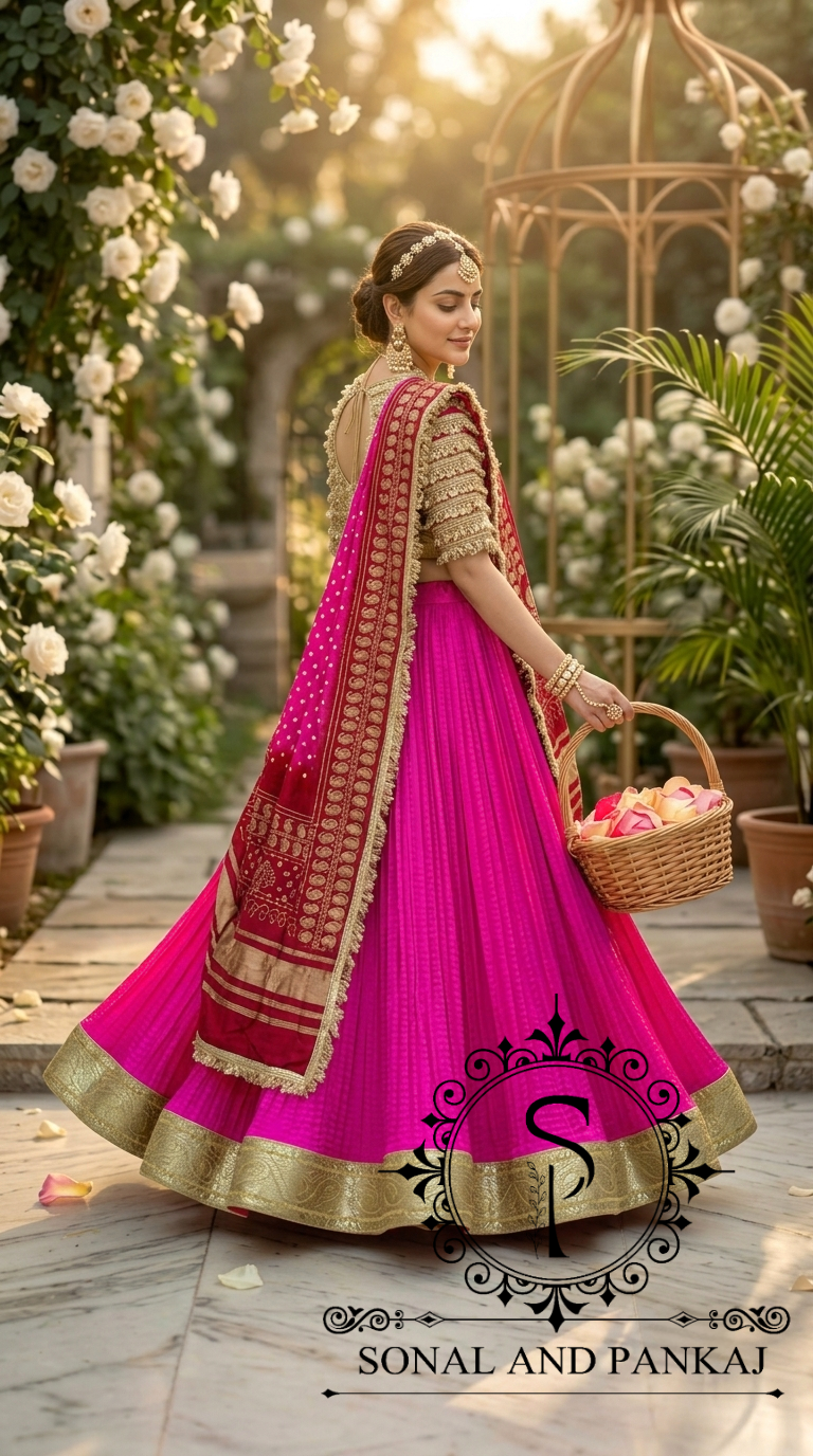 The Madhubala Lehenga Set - LH01842(Red & Pink)
