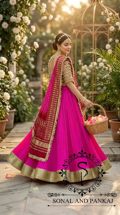 The Madhubala Lehenga Set - LH01842(Red & Pink)