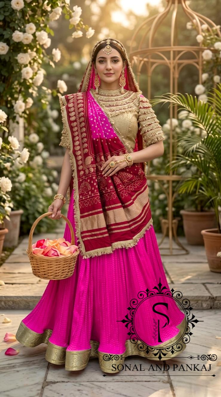 The Madhubala Lehenga Set - LH01842(Red & Pink)