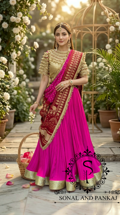 The Madhubala Lehenga Set - LH01842(Red & Pink)