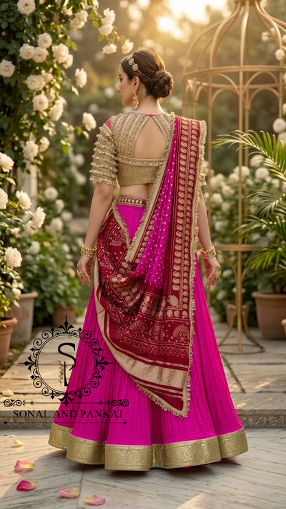The Madhubala Lehenga Set - LH01842(Red & Pink)
