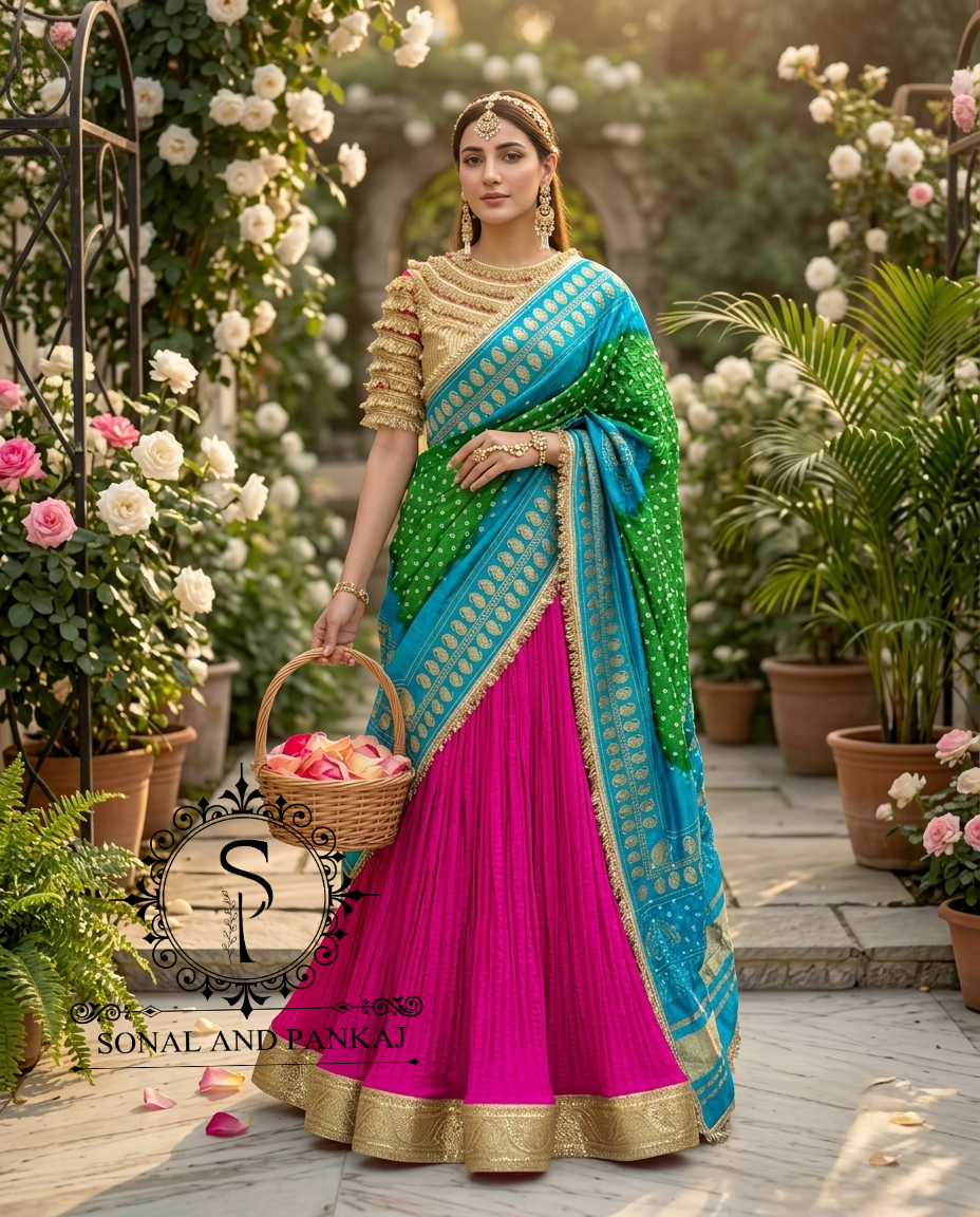 The Madhubala Lehenga Set - LH01843(Blue & Green)