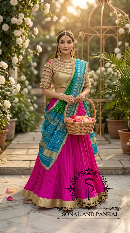 The Madhubala Lehenga Set - LH01843(Blue & Green)