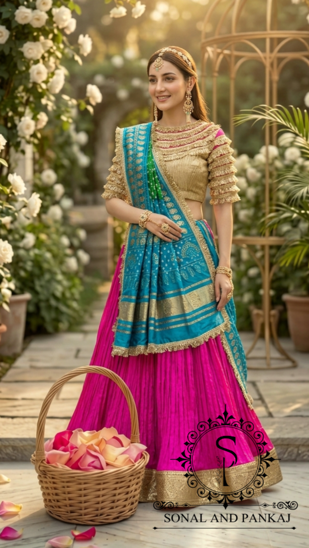 The Madhubala Lehenga Set - LH01843(Blue & Green)