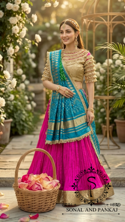 The Madhubala Lehenga Set - LH01843(Blue & Green)