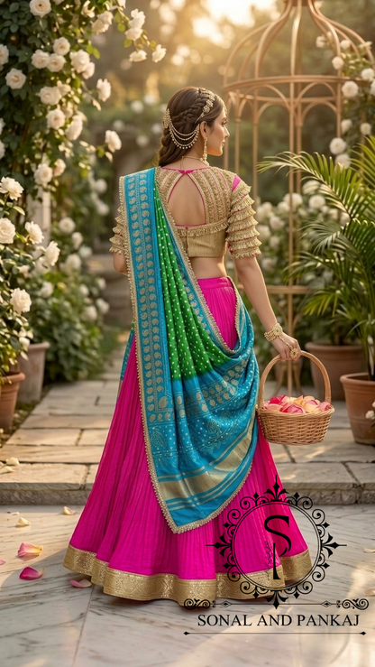 The Madhubala Lehenga Set - LH01843(Blue & Green)