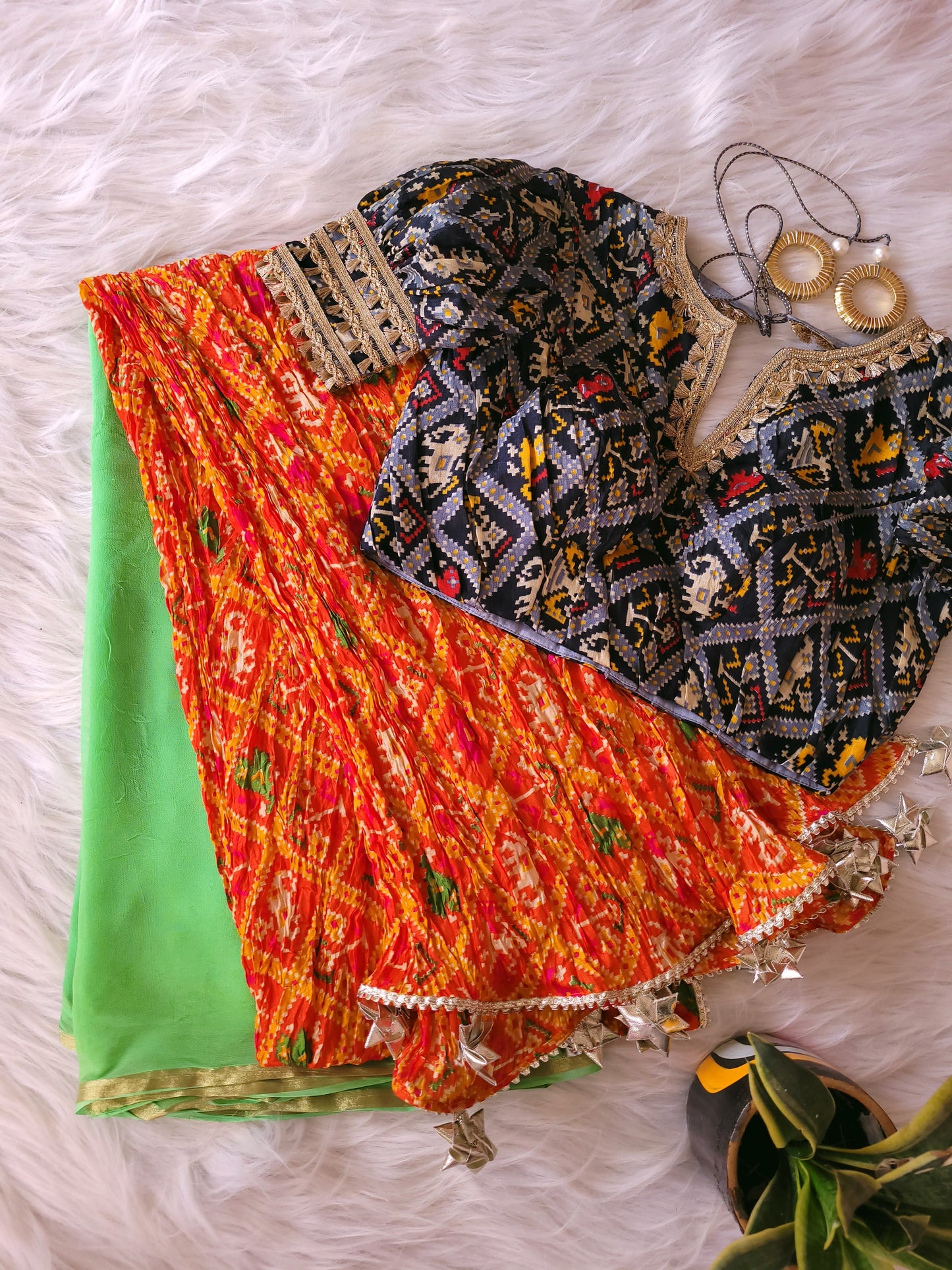 Blouse imprimée Patola de créateur et magnifique sari - SA01139