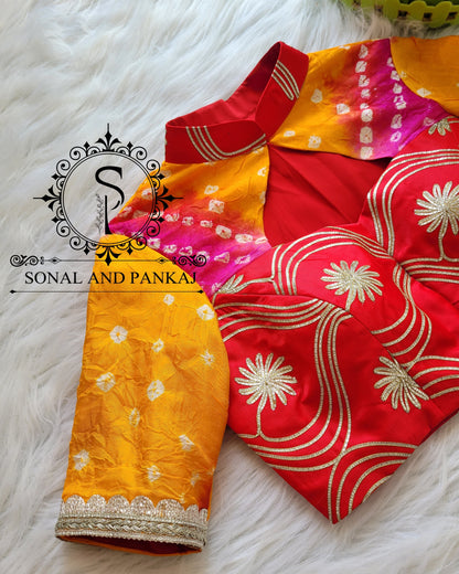 Hand Made Bandhani & Gotta Embroidered Designer Blouse - SAMPLE01153R
