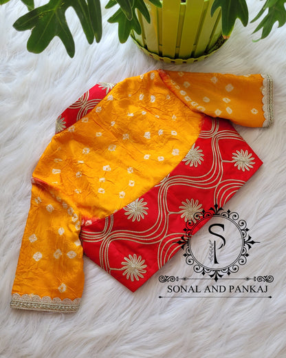 Hand Made Bandhani & Gotta Embroidered Designer Blouse - SAMPLE01153R