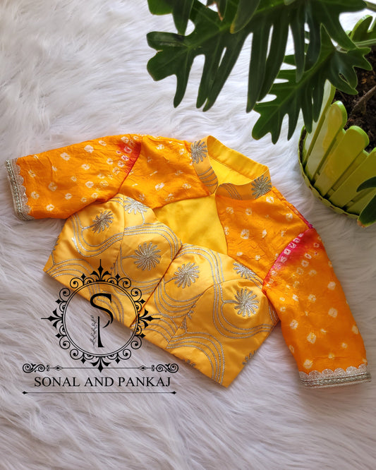 Hand Made Bandhani & Gotta Embroidered Designer Blouse - SAMPLE01152Y