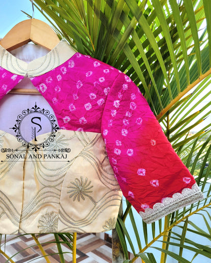 Hand Made Bandhani & Gotta Embroidered Designer Blouse - SAMPLE01151W