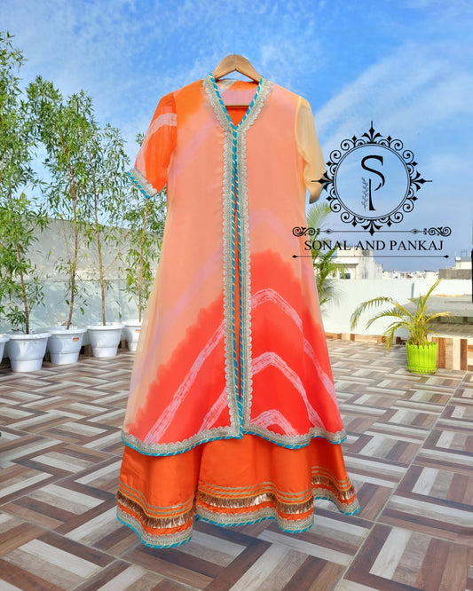 Flaired Kurti With Shaded Jacket - SAMPLE01210