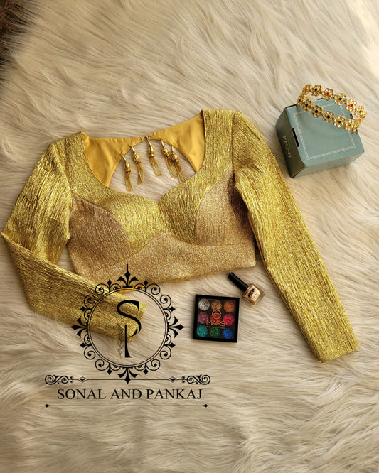 Crushed Gold & Rose Gold Sabhyasachi Style Blouses - BL01264