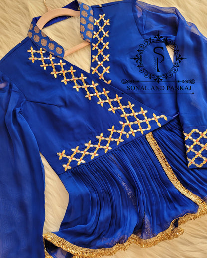 Royal Blue Gotta Patti Hand Embroidered Blouse - SA01321