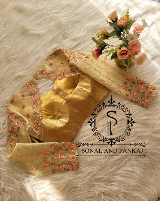 Golden Hand Embroidered Blouse - BL01327