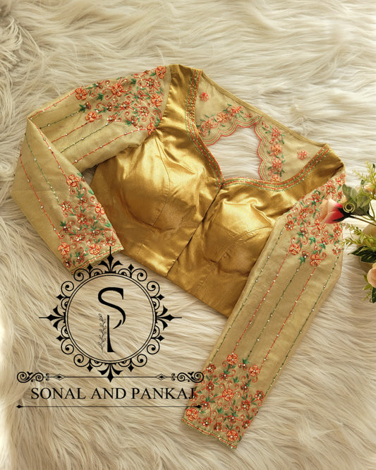 Golden Hand Embroidered Blouse - SAMPLE01327