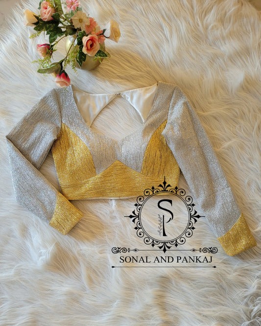 Crushed Silver & Gold Sabhyasachi Style Blouse - BL01264S