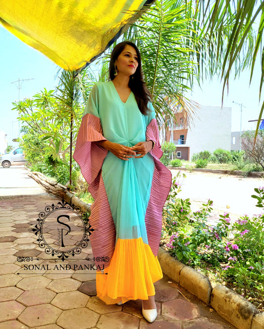 Color Block Designer Resort Wear Kaftan - RW01359