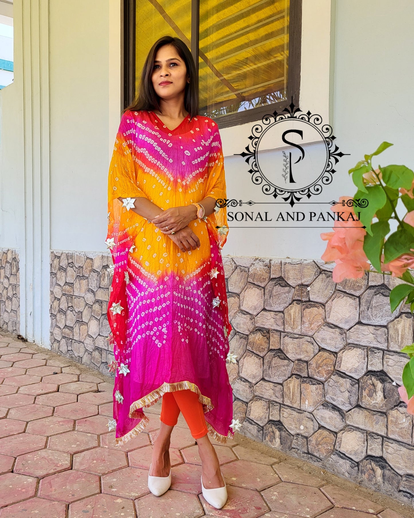 Tie & Dye Handmade Bandhani Kaftan - RW01367