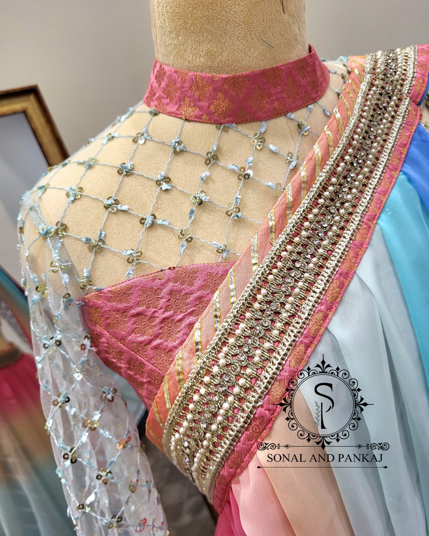 Beautiful Designer Blouse With Ready To Drape Cowl Saree - SA01407