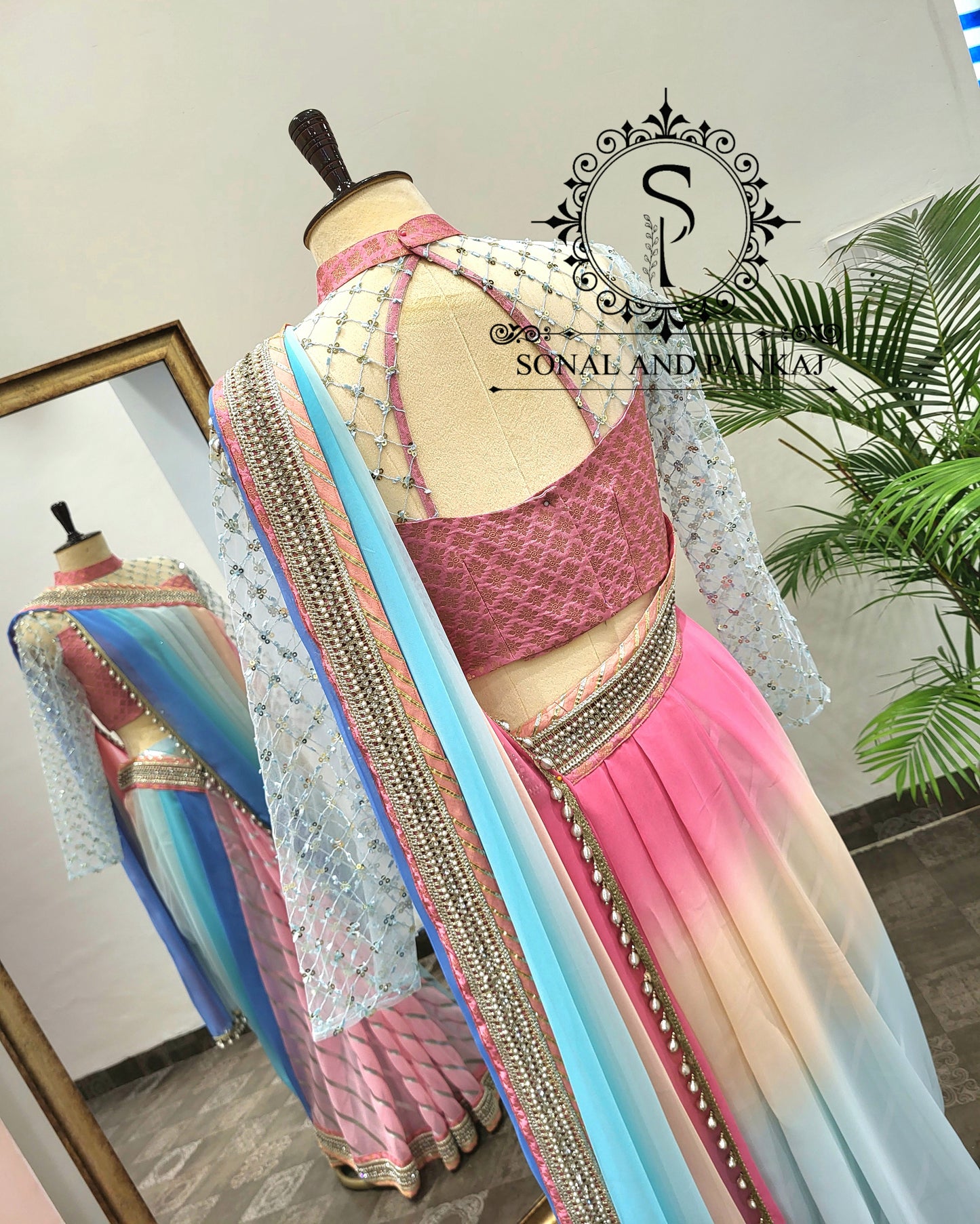 Beautiful Designer Blouse With Ready To Drape Cowl Saree - SA01407