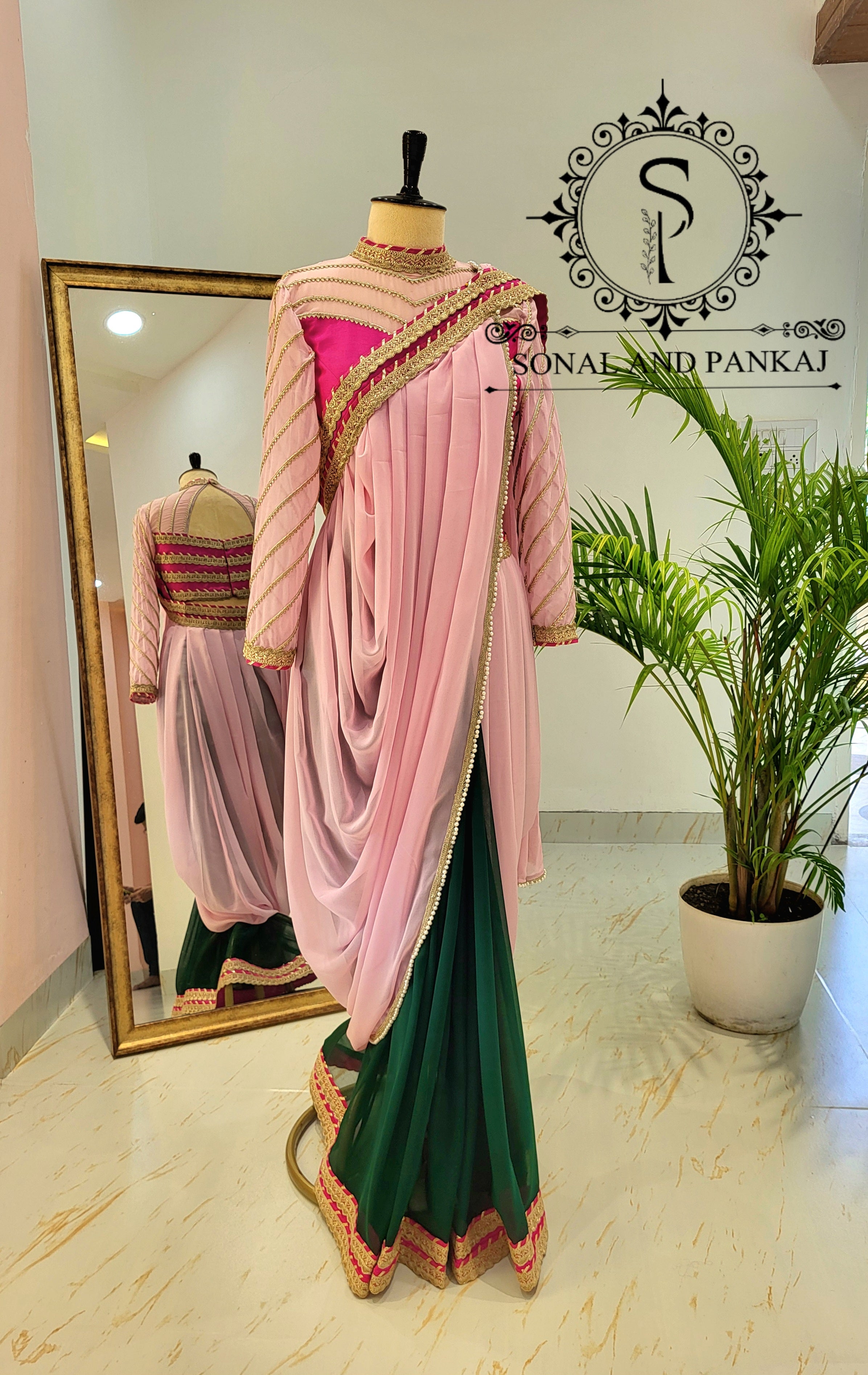 Beautiful Designer Blouse With Ready To Drape Cowl Saree - SA01432