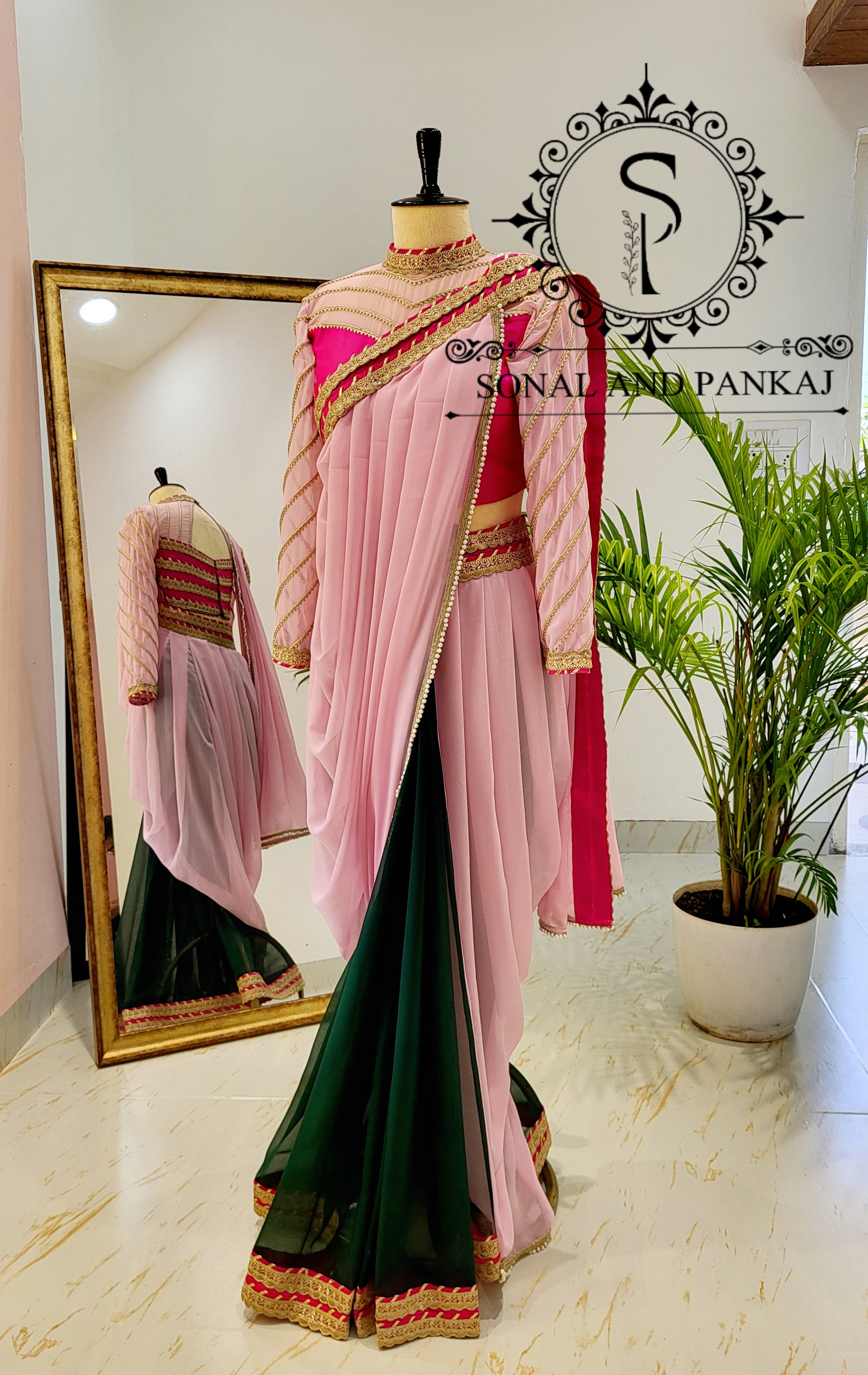 Beautiful Designer Blouse With Ready To Drape Cowl Saree - SA01432