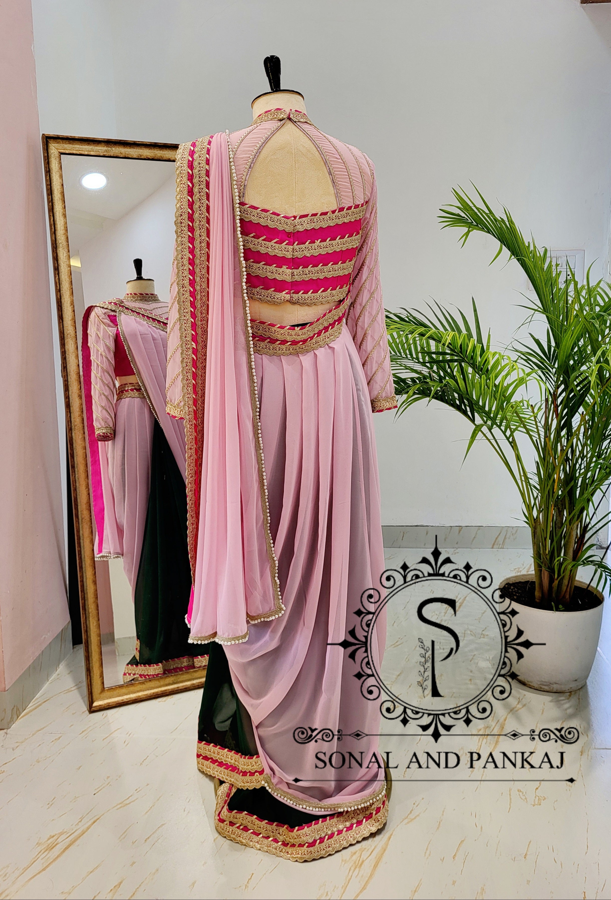 Beautiful Designer Blouse With Ready To Drape Cowl Saree - SA01432