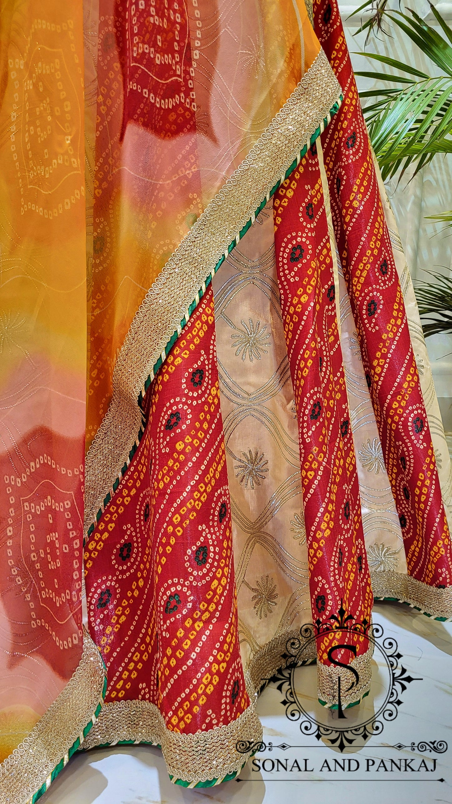 Designer Long Blouse With Beautiful Duppatta & Kalidaar Lehenga On Sale - LH01525 (Red & Cream)
