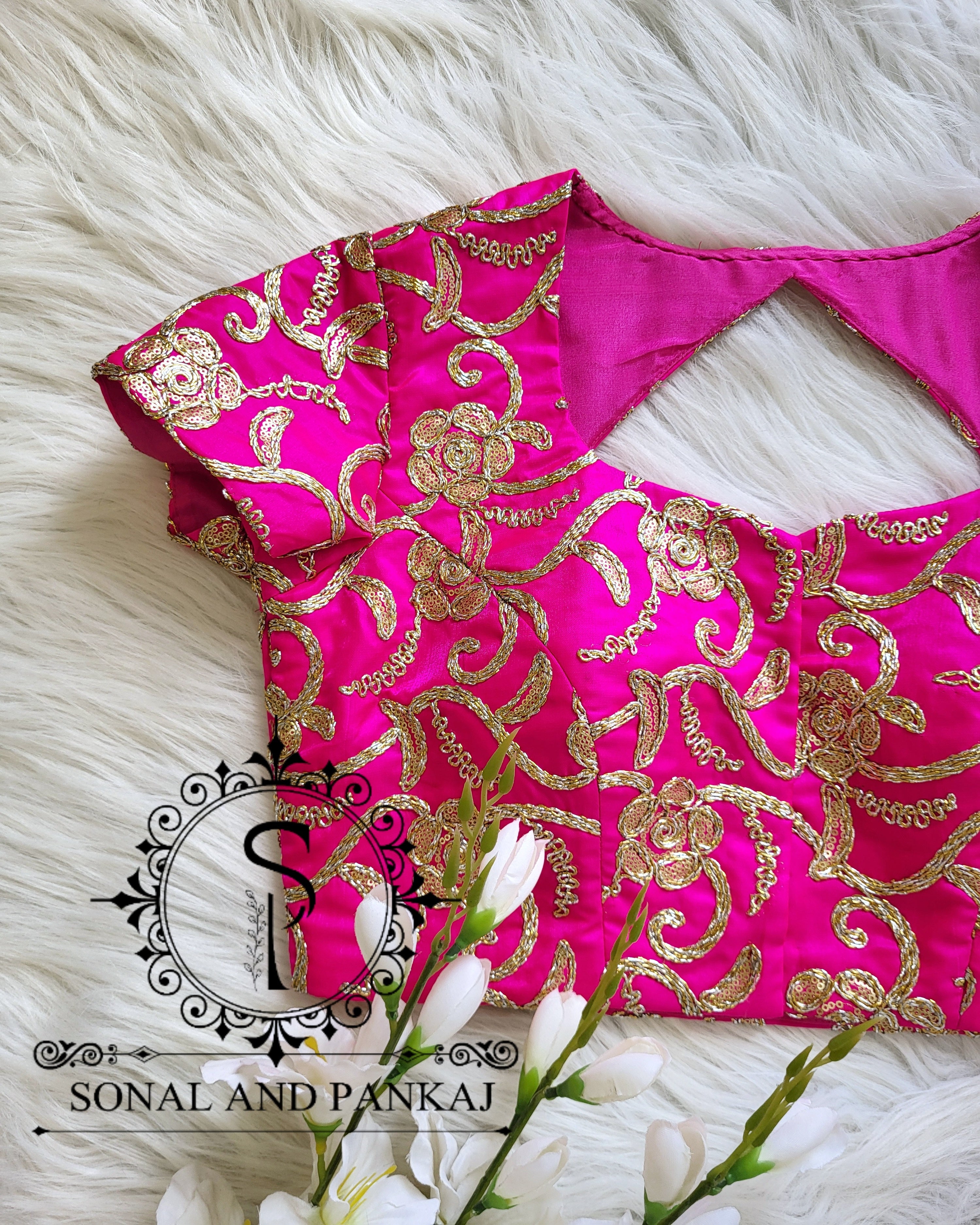 Hot Pink Embroidered Blouse - BL01512