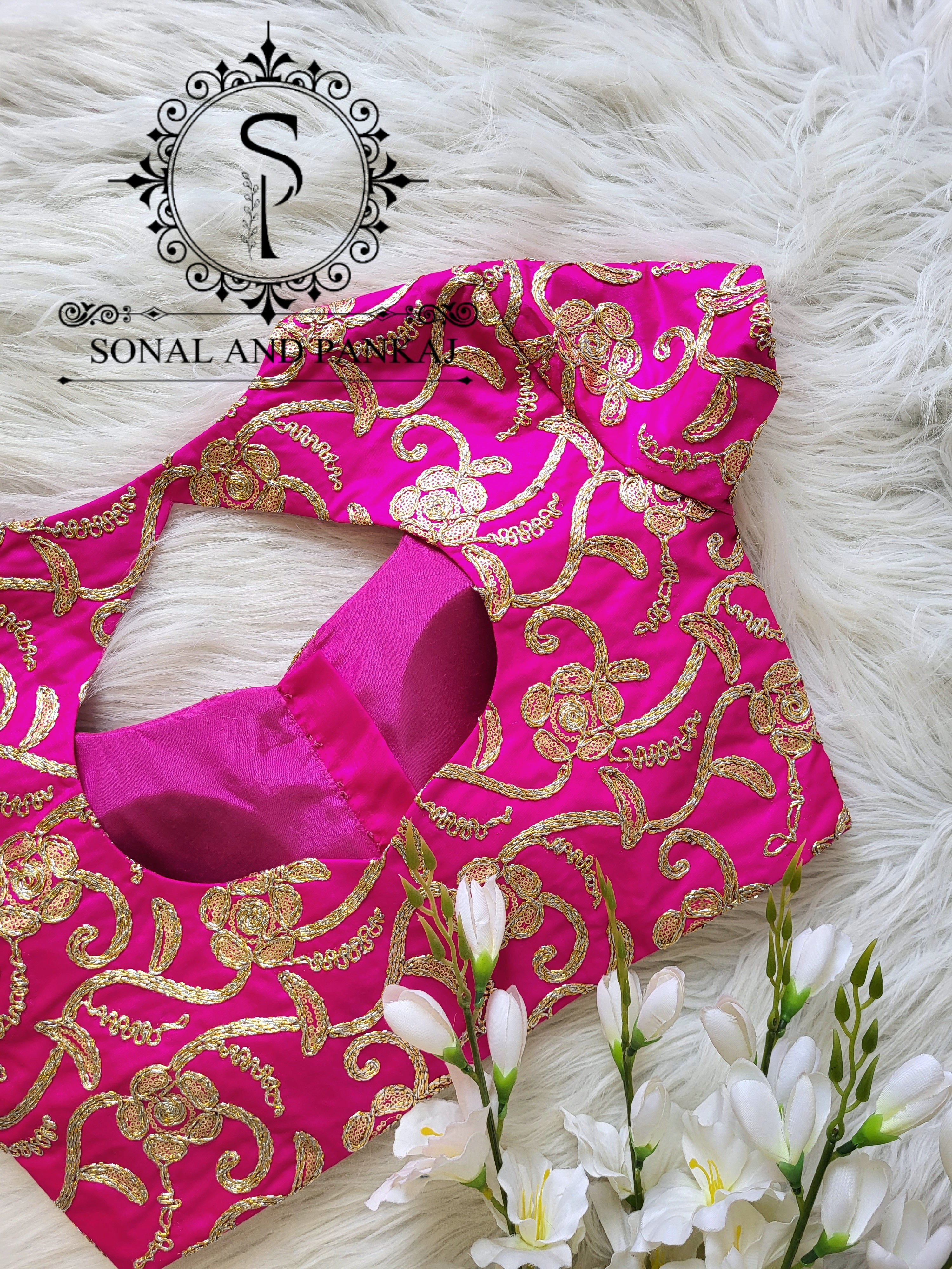 Hot Pink Embroidered Blouse - BL01512