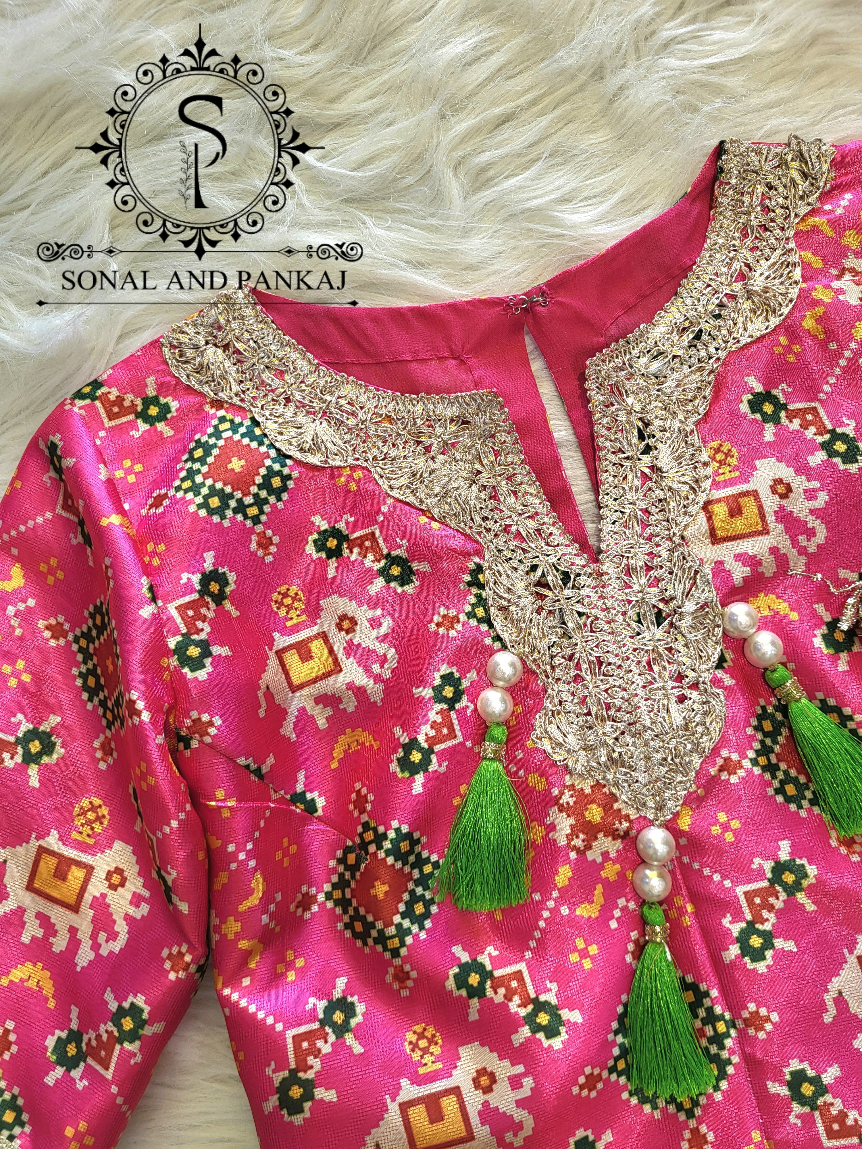 Long Top Style Patola Blouse - BL01546 (Pink)