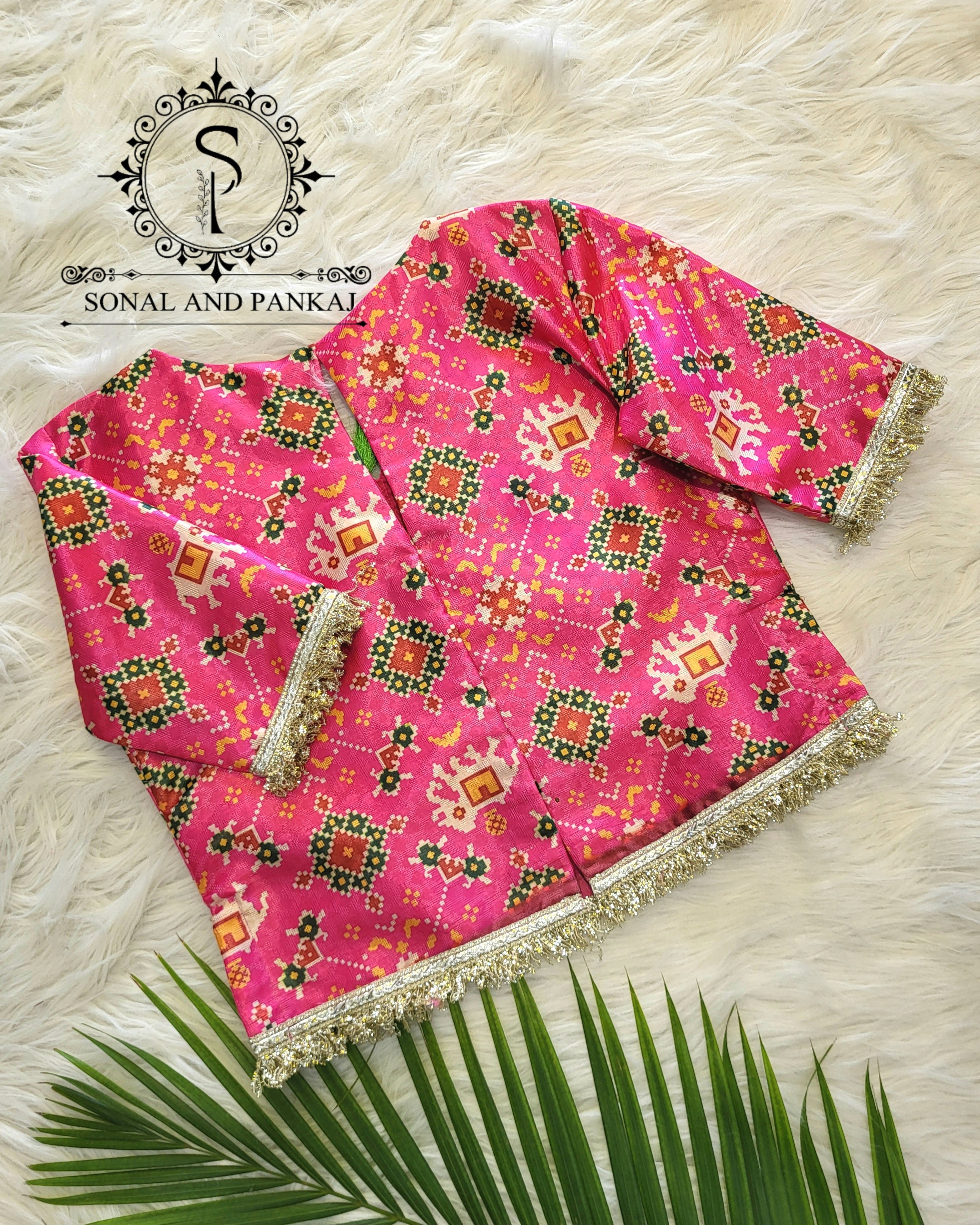 Long Top Style Patola Blouse - BL01546 (Pink)