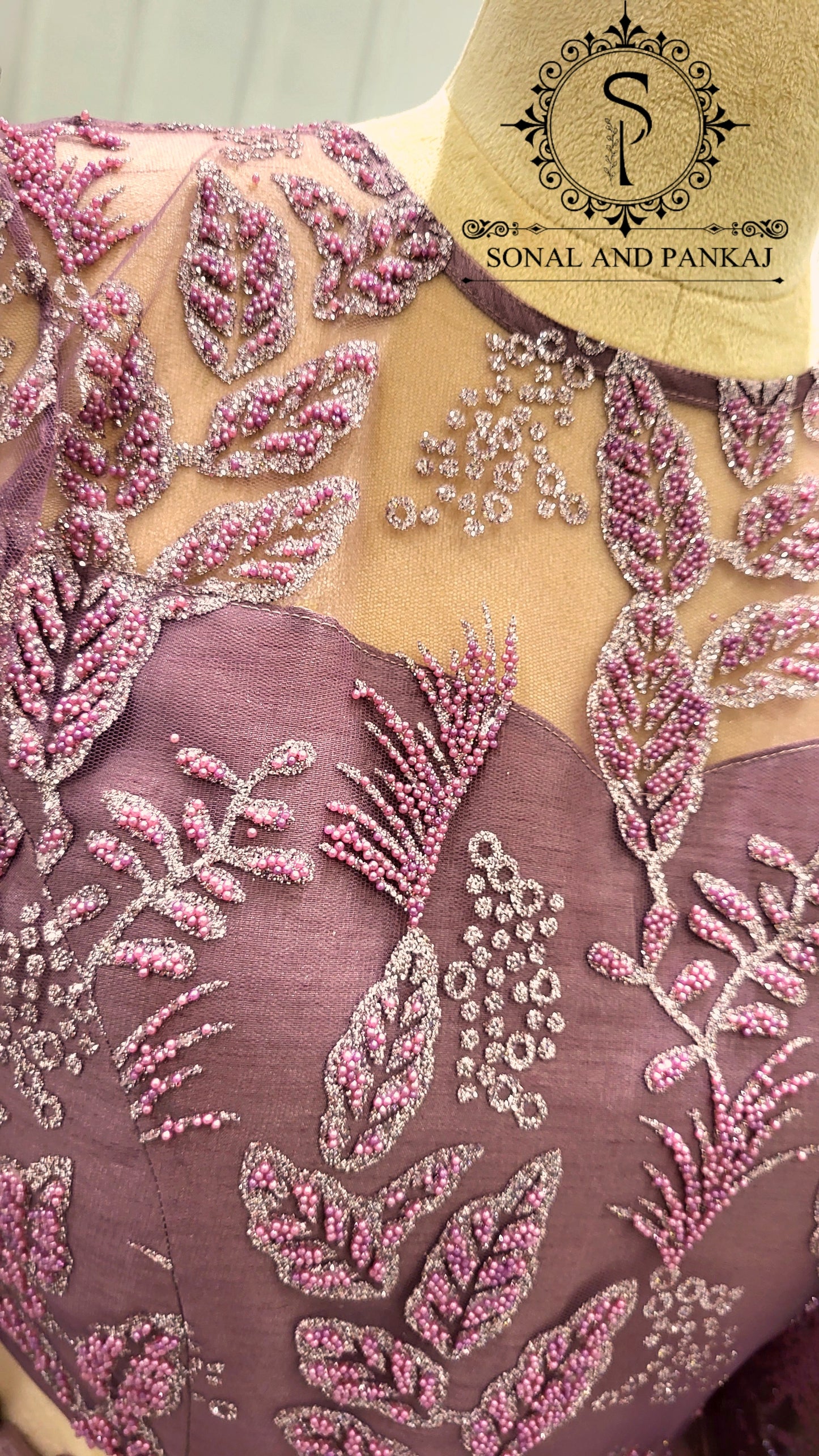 Mauve Embroidered Blouse With Beautiful Wine Duppatta & Lehenga On Sale - LH01540