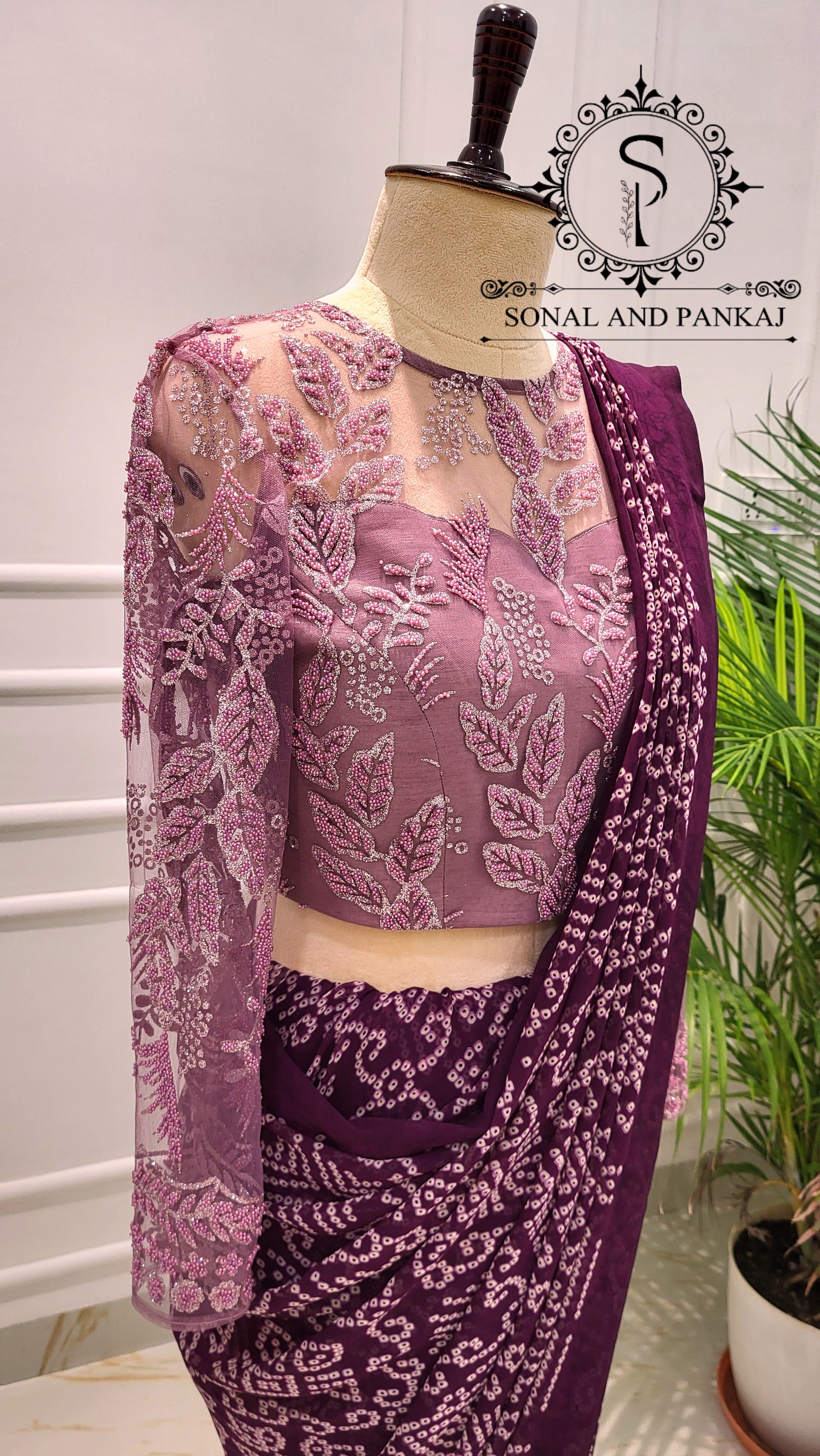 Designer Mauve Embroidered Blouse - BL01551