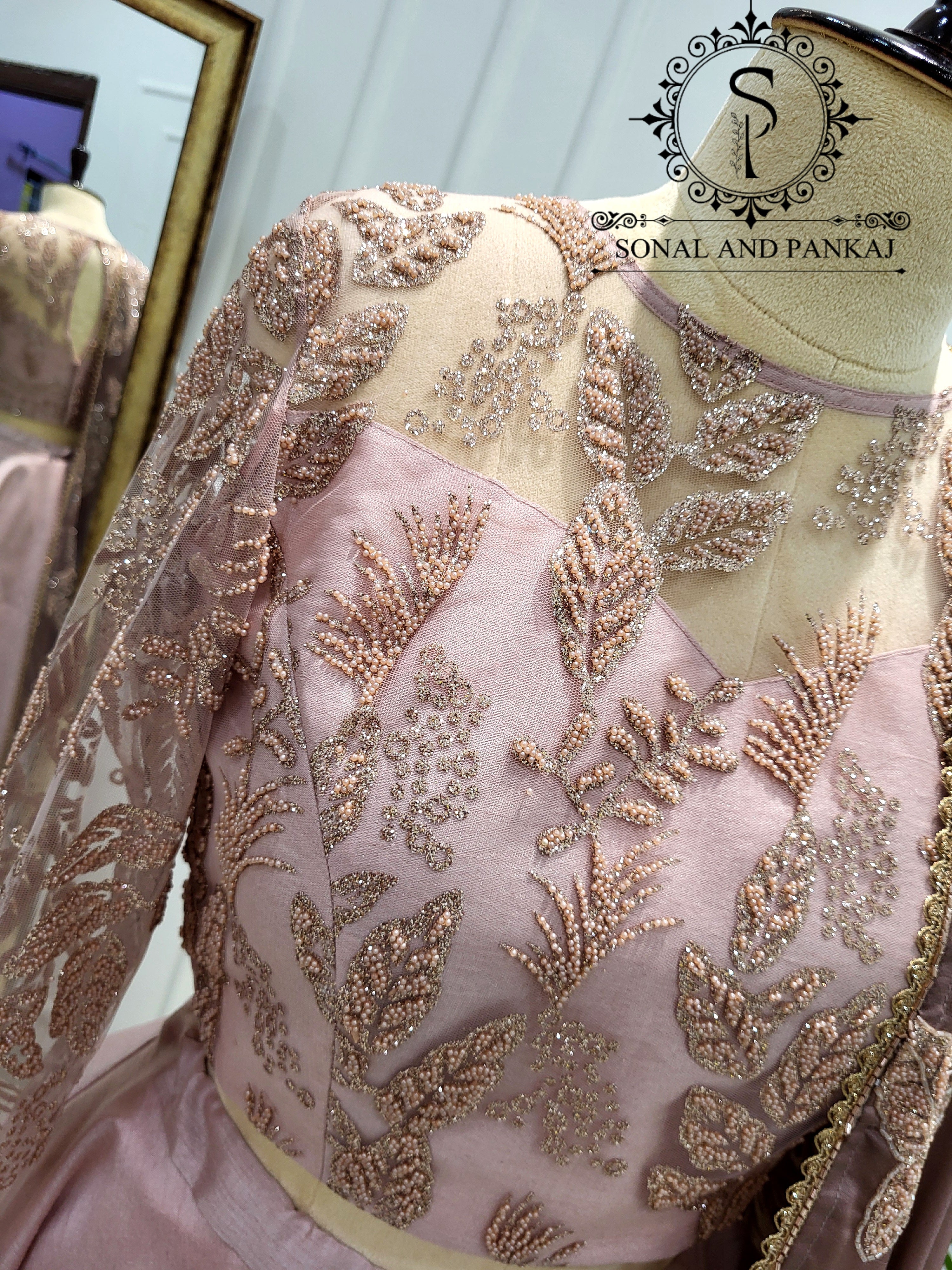 Designer Dusty Blush Pink Embroidered Blouse - BL01566