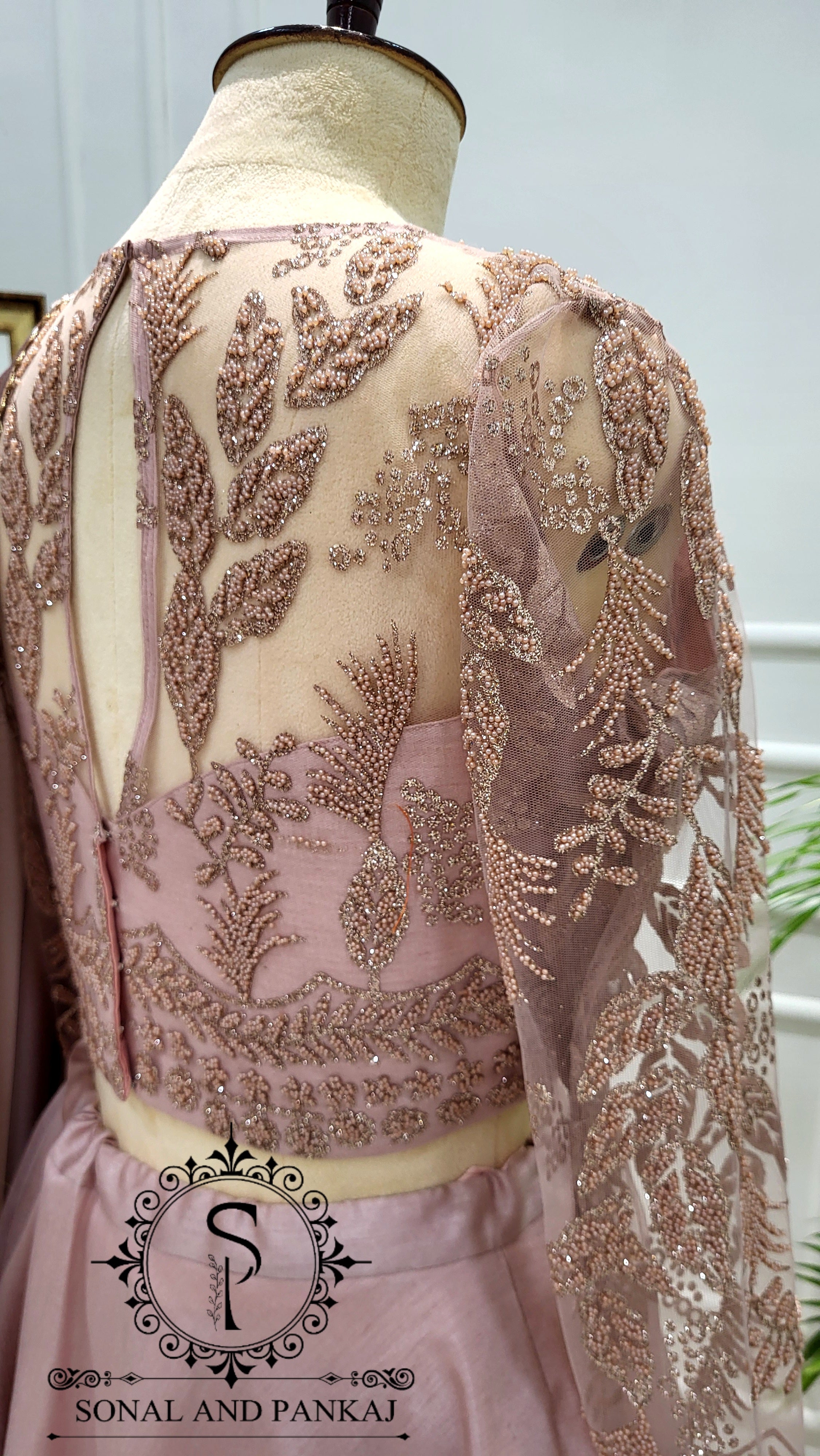 Designer Dusty Blush Pink Embroidered Blouse - BL01566