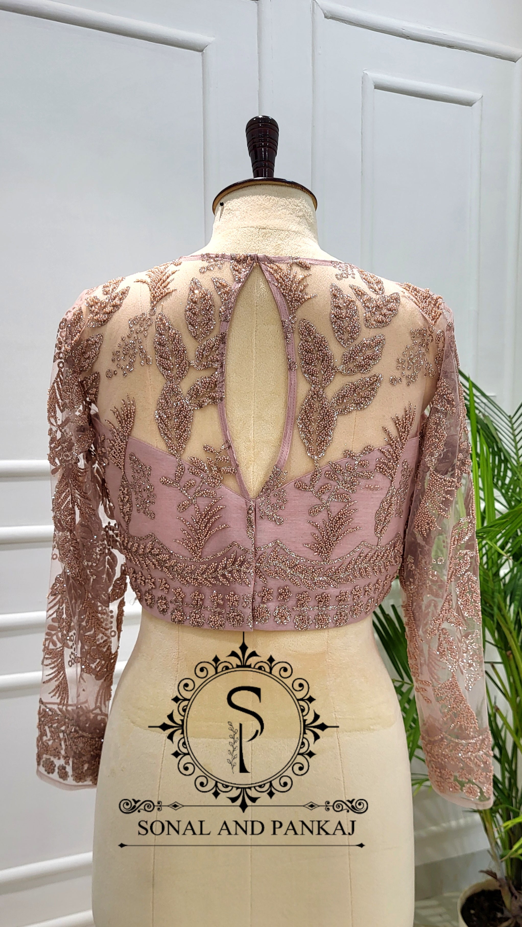 Designer Dusty Blush Pink Embroidered Blouse - BL01566