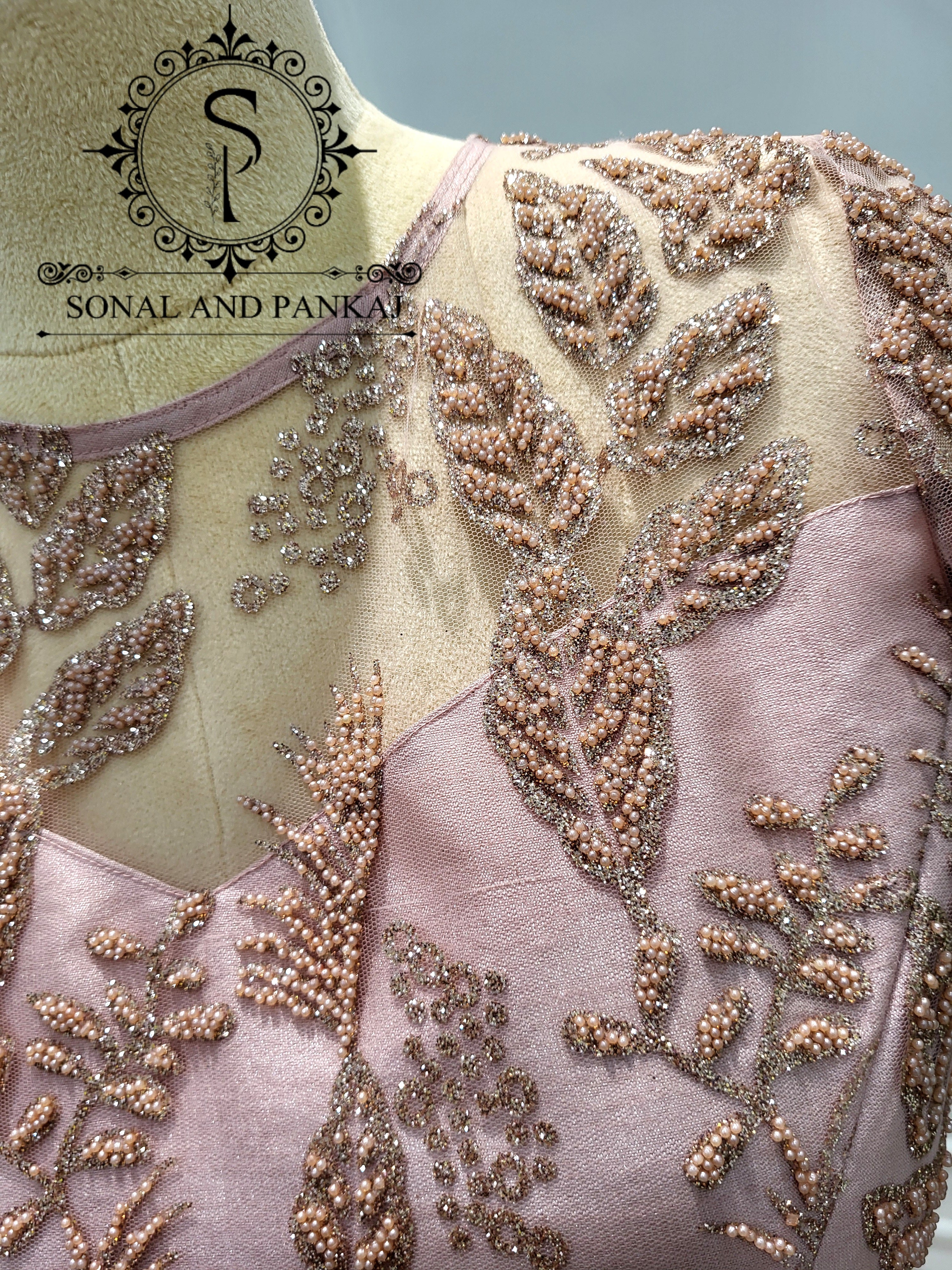 Designer Dusty Blush Pink Embroidered Blouse - BL01566