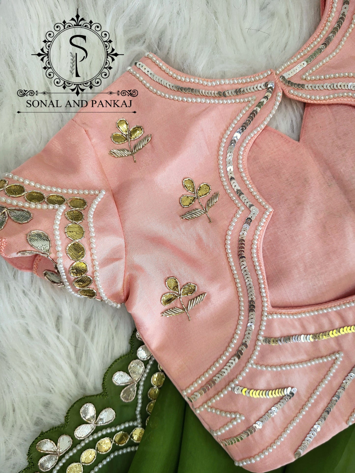 Bandhani Breeze - Gotta Patti Hand Embroidered Pure Bandhani Duppatta With Blouse & Lehenga - LH01582