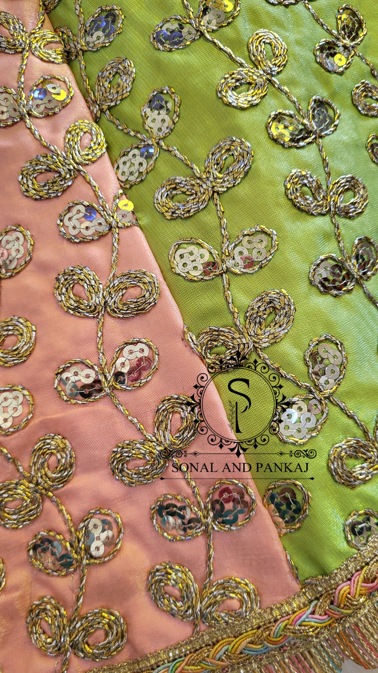 Braj Bala - Green & Peach Kids Lehenga Choli - KD01580