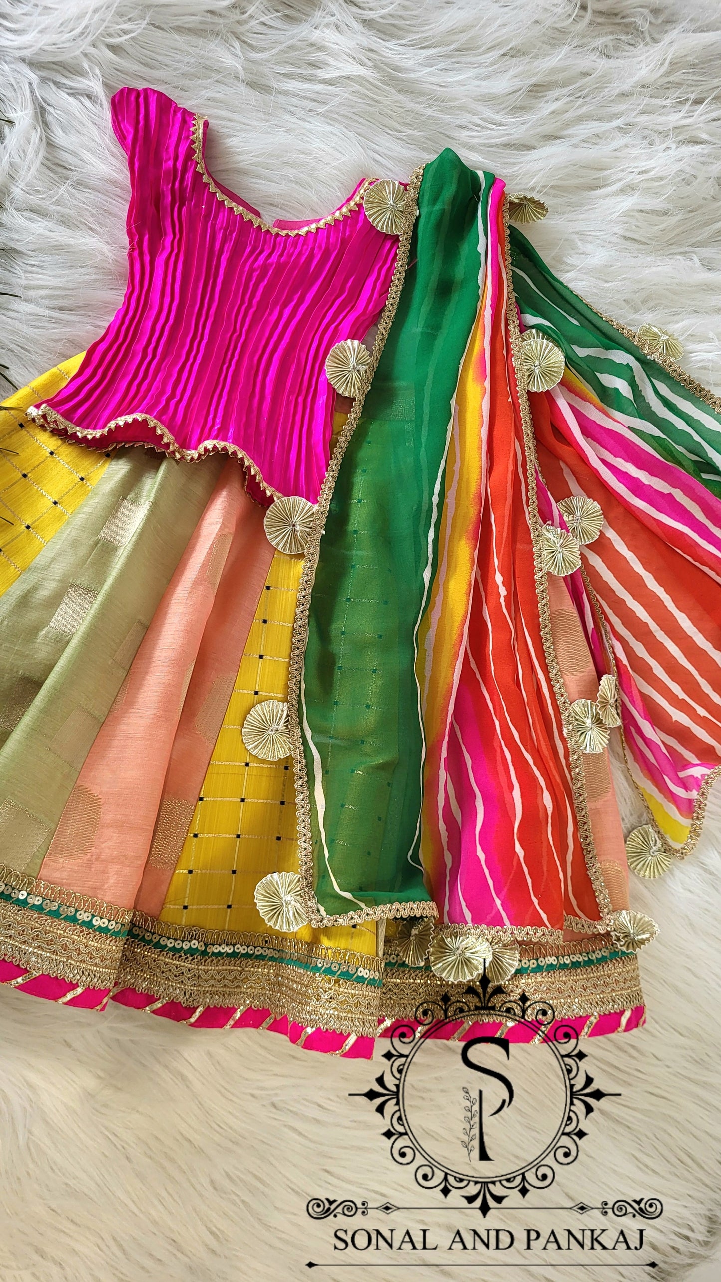 Cutie Pie - Kalidaar Lehenga Leheriya Duppatta & Pleated Blouse - KD01586
